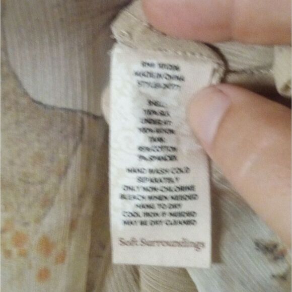 Soft Surroundings Cream Silk Outer Asian Inspired Print Tunic Blouse NWOT Small - Picture 7 of 7